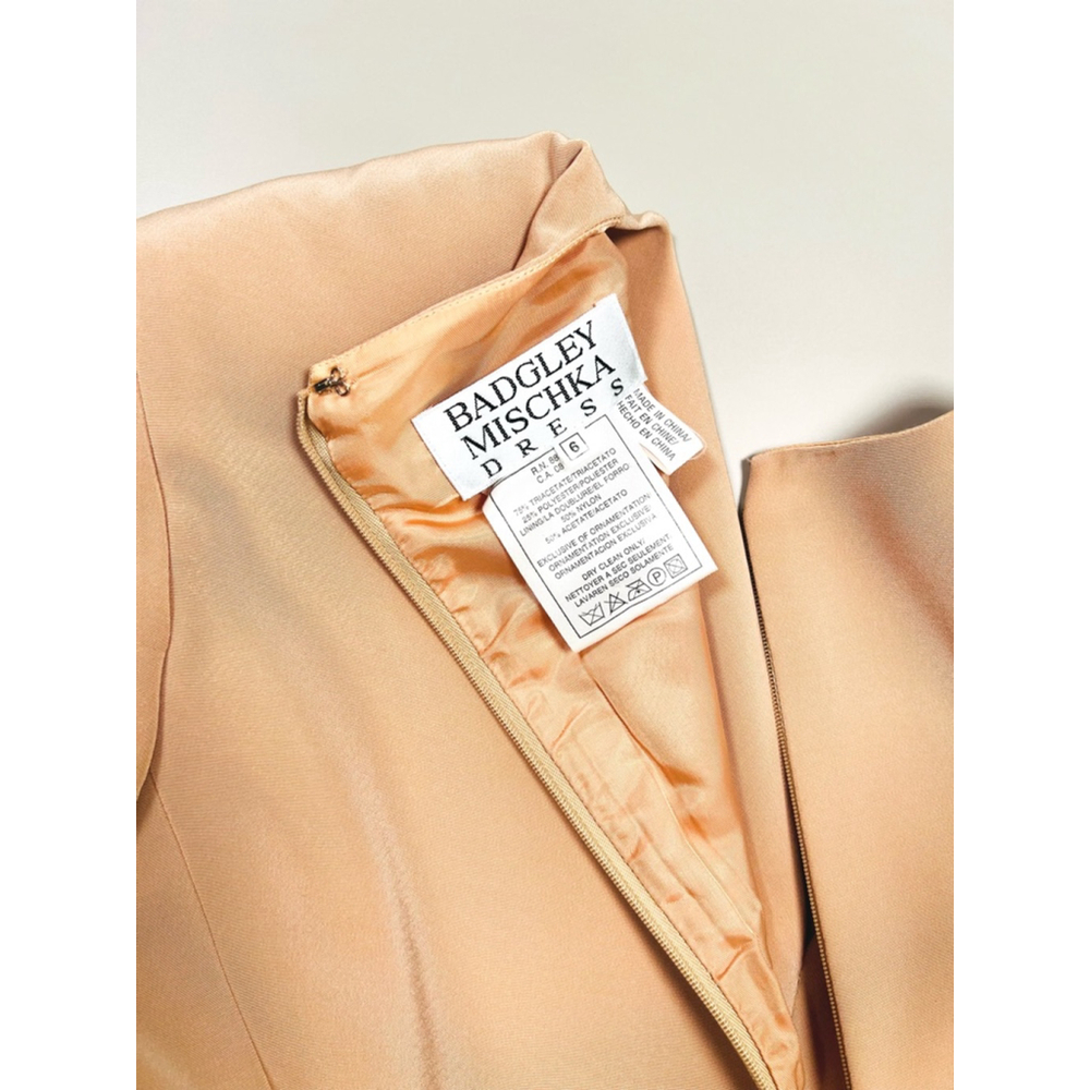 Badgley Mischka Top Skirt Suit Set Elegant Peach Beaded 6 - Picture 12 of 15